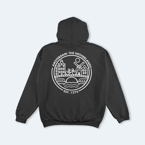 Amsterdam Black Hooded Sweatshirt