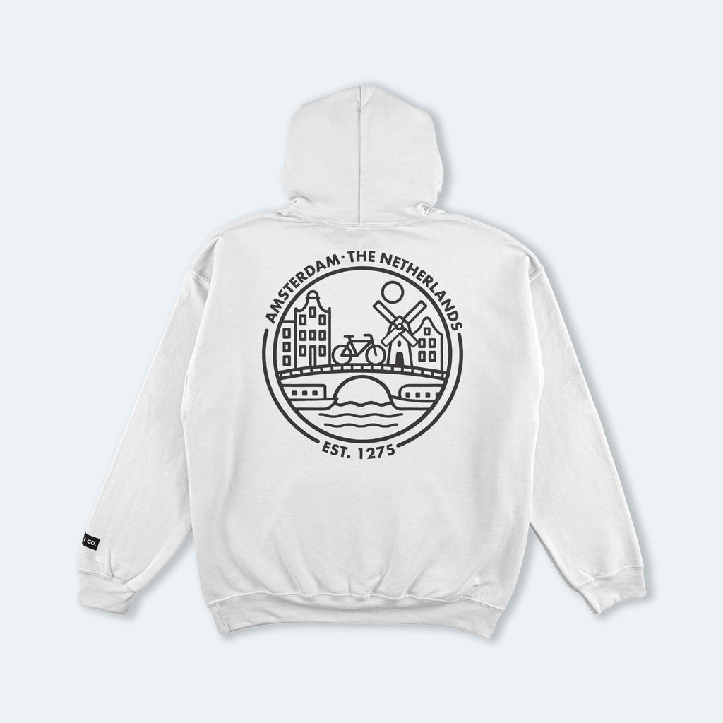 Amsterdam White Hooded Sweatshirt