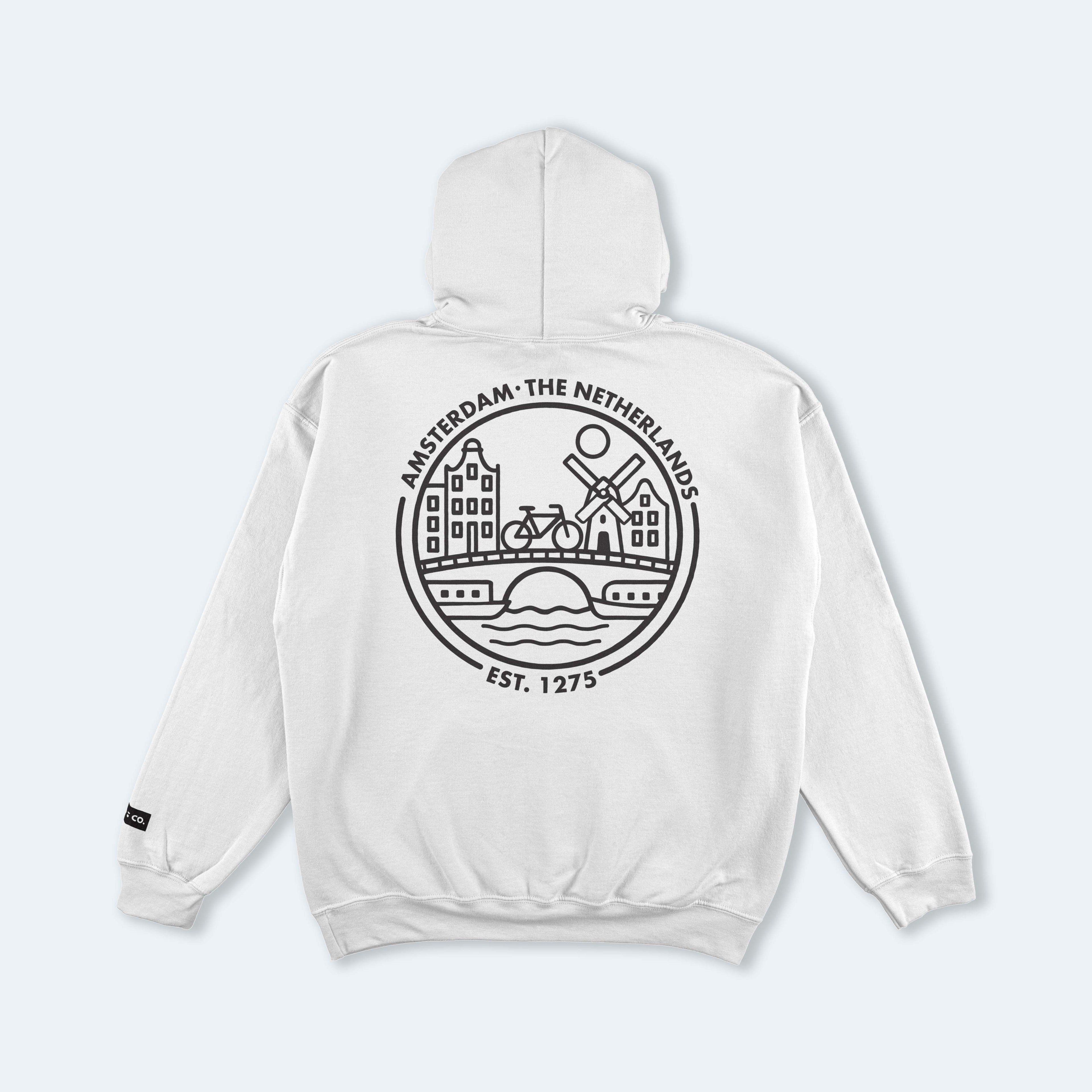 Amsterdam White Hooded Sweatshirt