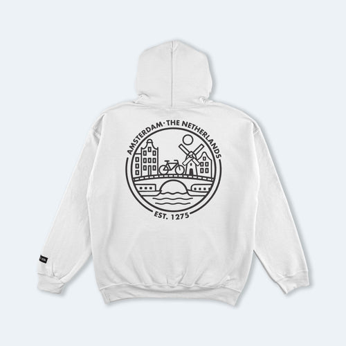 Amsterdam White Hooded Sweatshirt