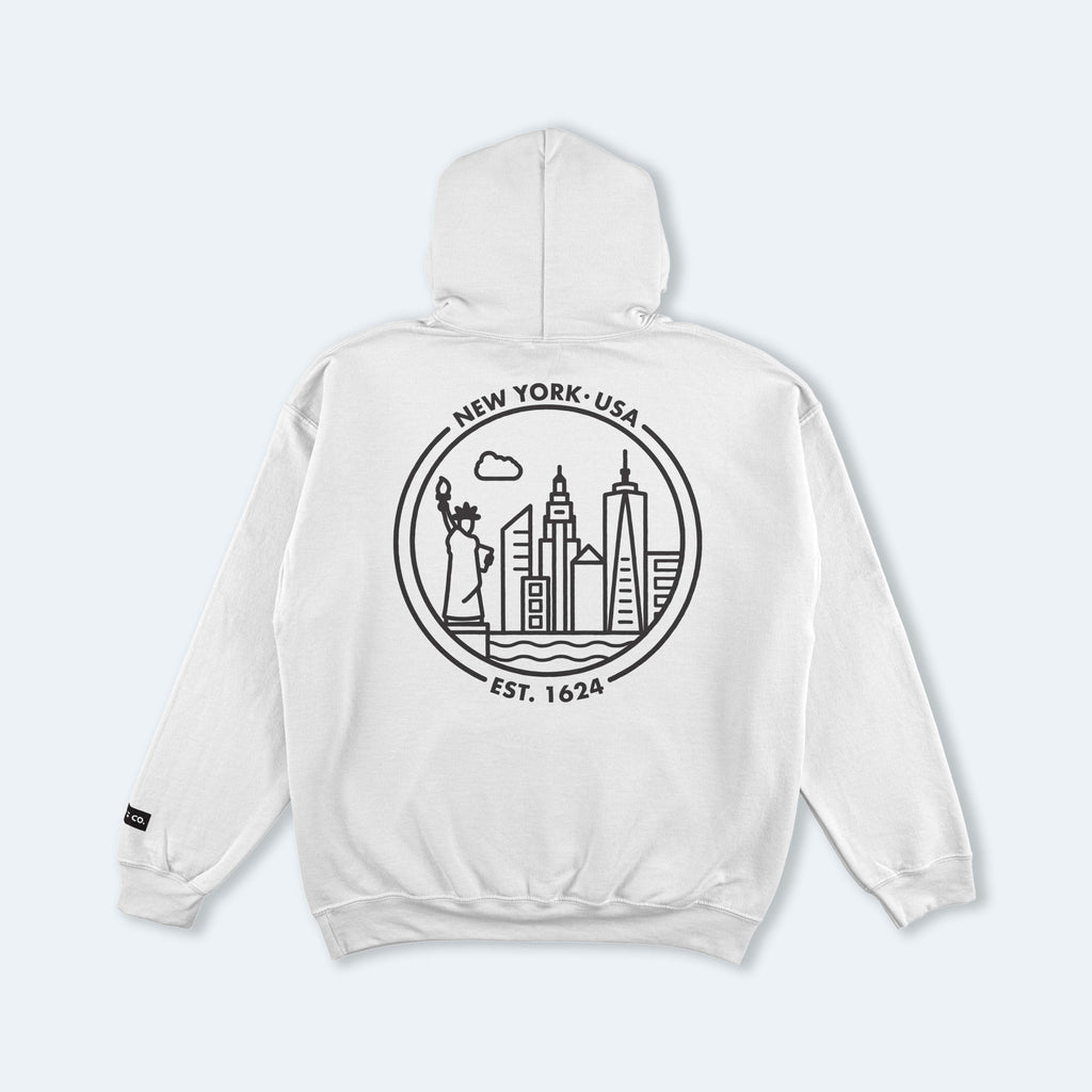 New York White Hooded Sweatshirt